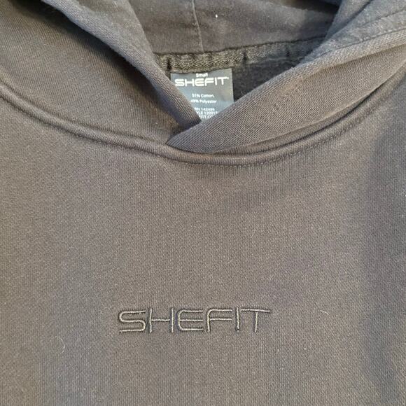 Shefit Women’s Comfort Cropped Athletic Gym Hoodie Sweatshirt Black Size Small - Picture 4 of 8